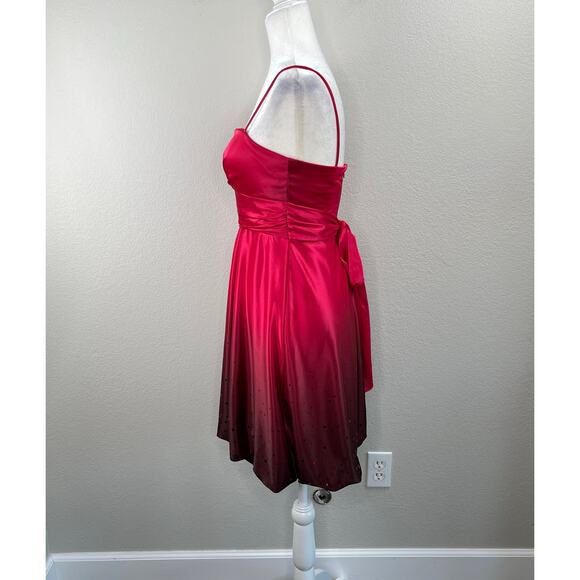 VTG Jump Apparel Cherry Red Ombre Polka Dot Satin Party Prom Mini Dress Jr 5/6 - Picture 8 of 16